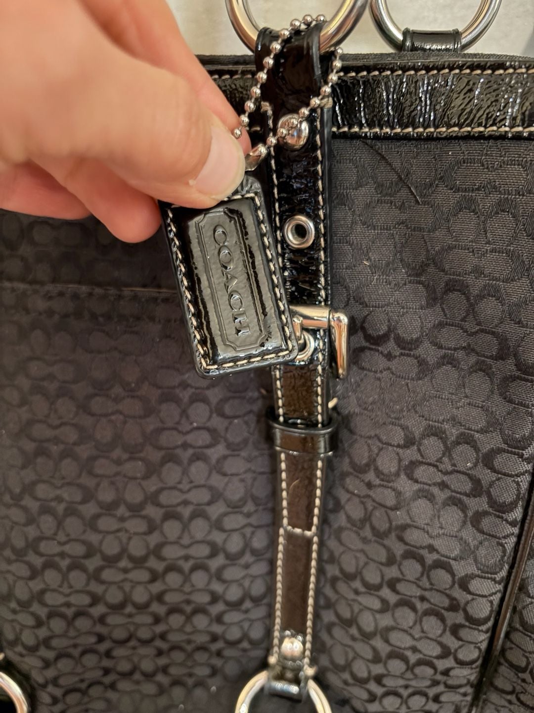 Coach Signature Gallery Jacquard Black Tote Purse Carryall 3