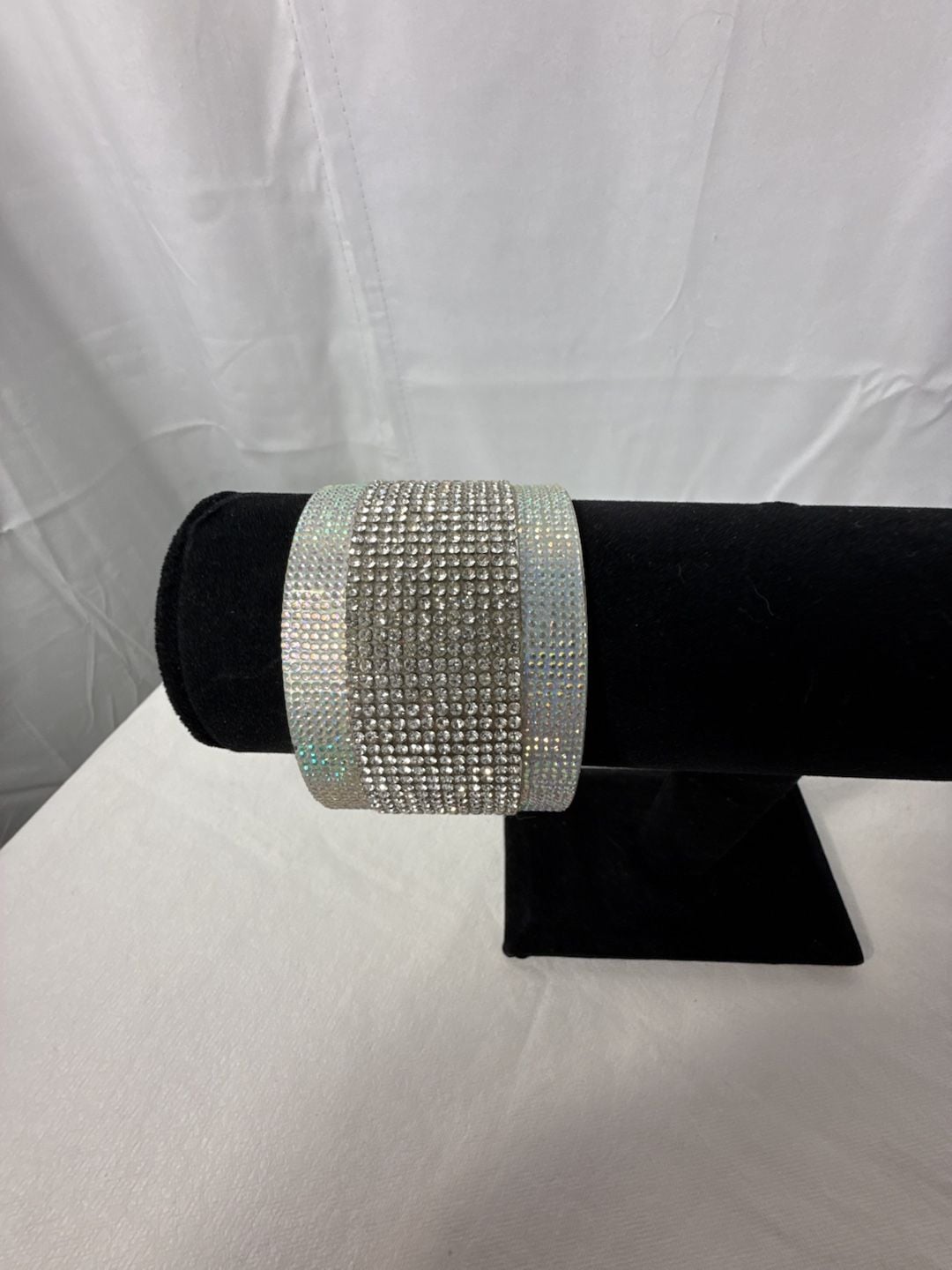 Rhinestone Cuff Bracelet Roll With The Punches White 2