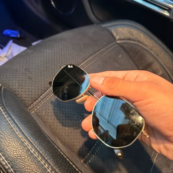 Ray-Ban Hexagonal Metal Sunglasses Gold Green