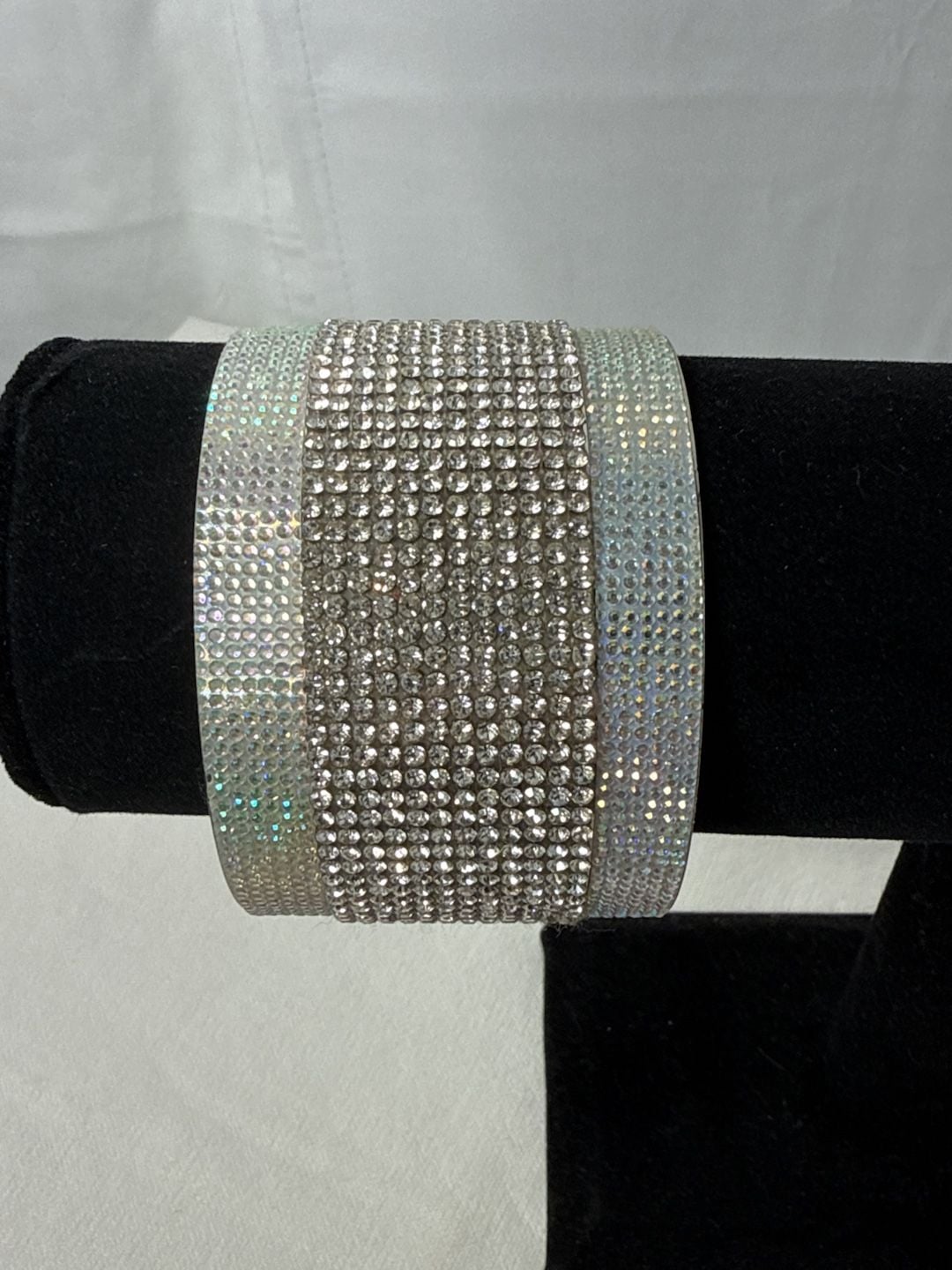 Rhinestone Cuff Bracelet Roll With The Punches White 3