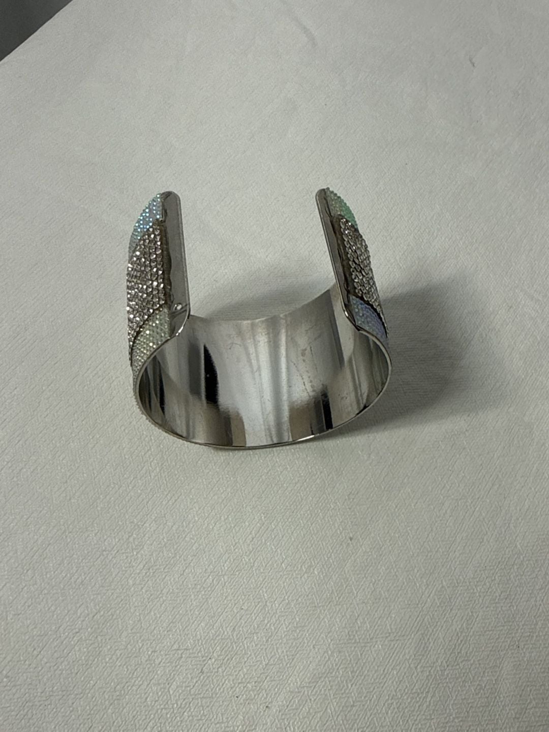 Rhinestone Cuff Bracelet Roll With The Punches White 5