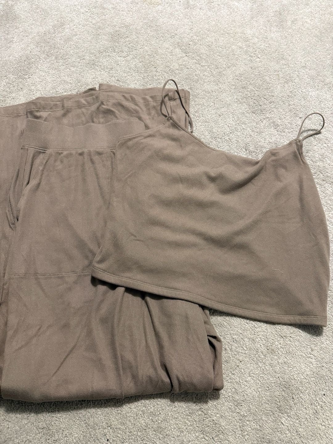 American Eagle AE Lounge Set Size XL Brown Ribbed Top Pants Co-Ord 1