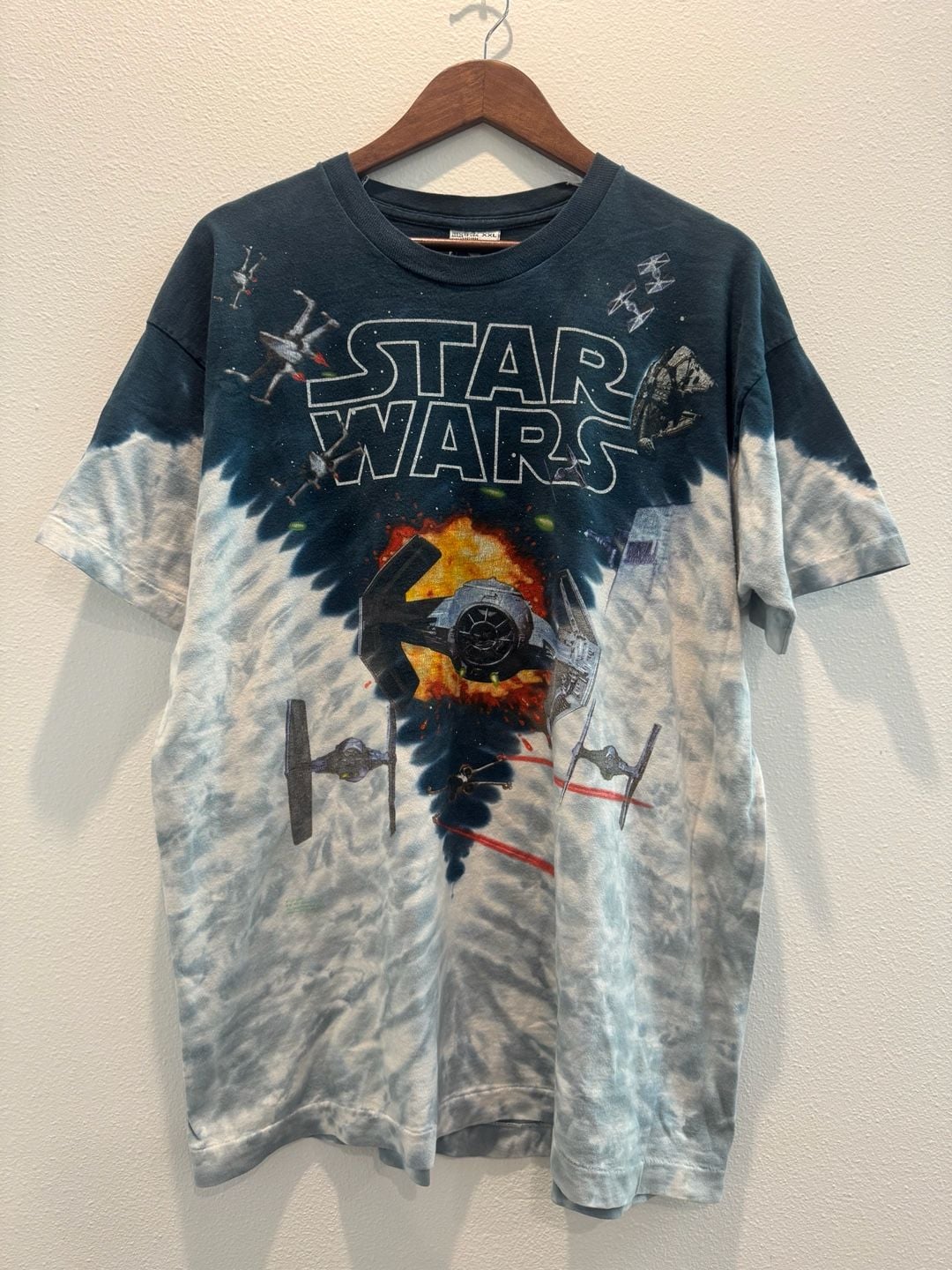 Vintage 1997 Liquid Blue Star Wars Darth Vader Tie Fighter X-Wing AOP Size XXL 2