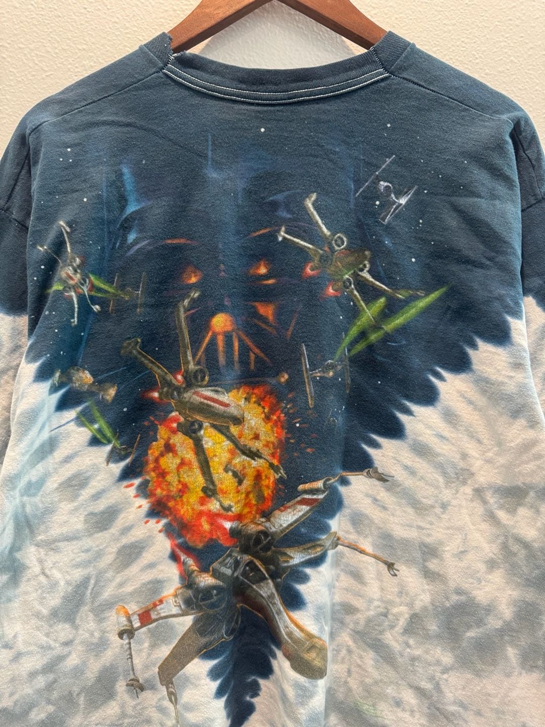 Vintage 1997 Liquid Blue Star Wars Darth Vader Tie Fighter X-Wing AOP Size XXL 5