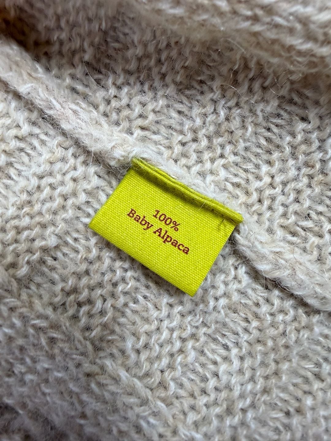 Kuna Cardigan Size S Beige 100% Baby Alpaca Cable Knit Sweater 5