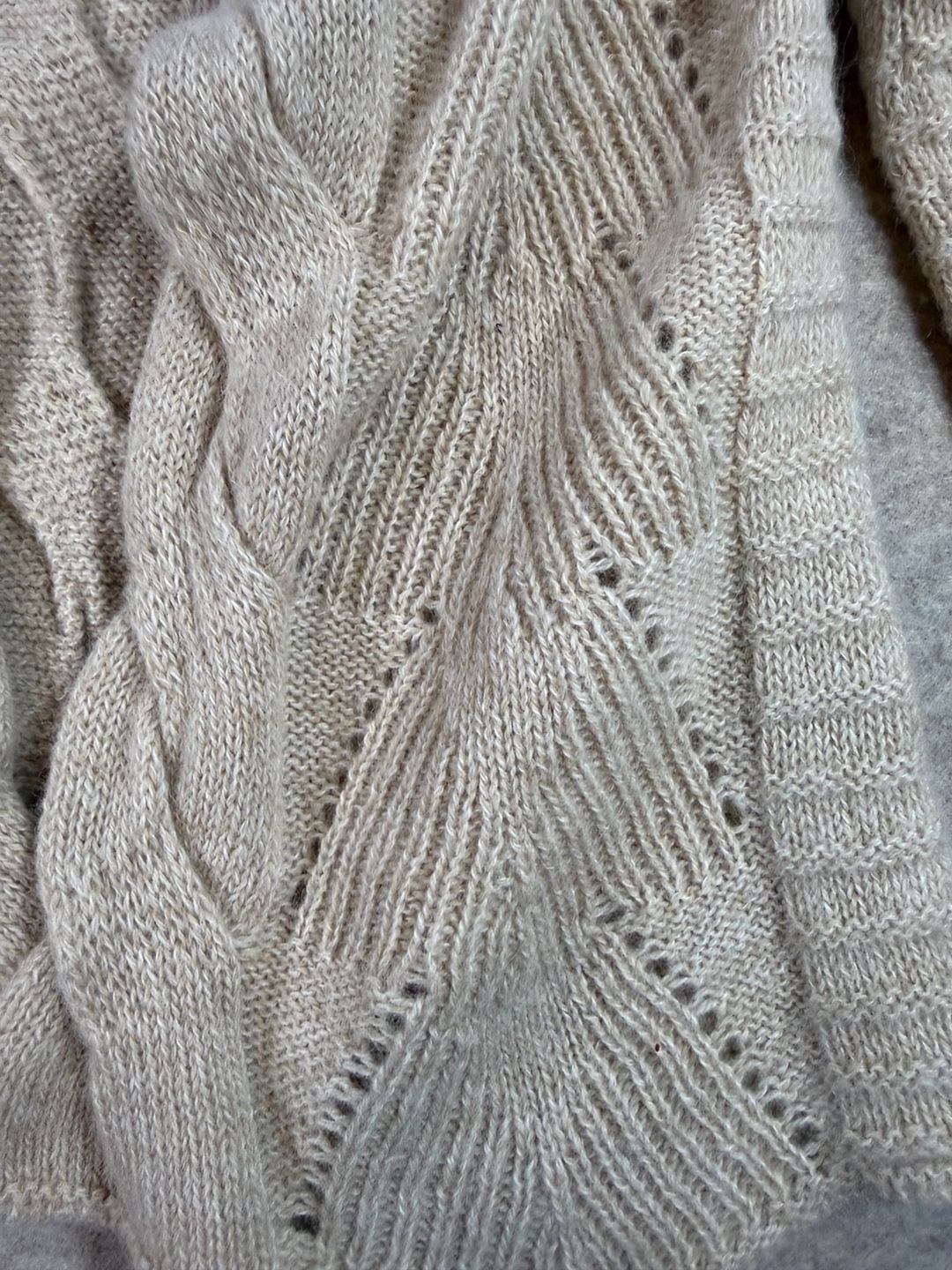 Kuna Cardigan Size S Beige 100% Baby Alpaca Cable Knit Sweater 7