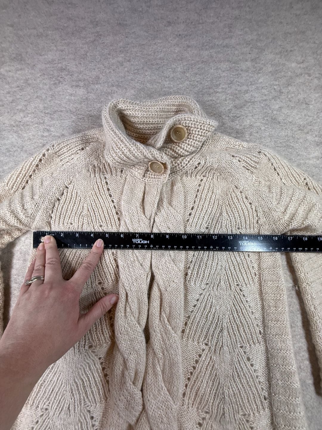 Kuna Cardigan Size S Beige 100% Baby Alpaca Cable Knit Sweater 6