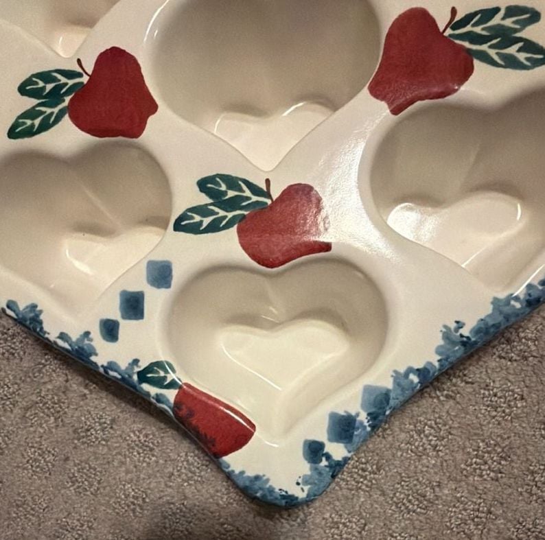 Chaparral Stoneware Heart Shaped Apple Muffin Cupcake Baking Dish 4