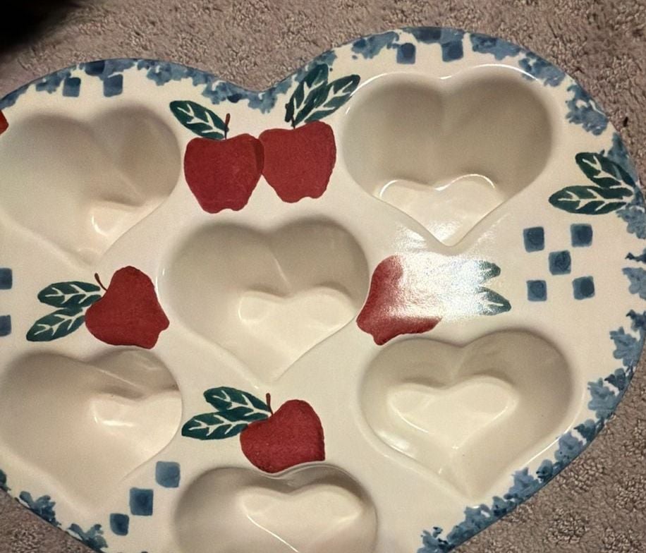 Chaparral Stoneware Heart Shaped Apple Muffin Cupcake Baking Dish 3