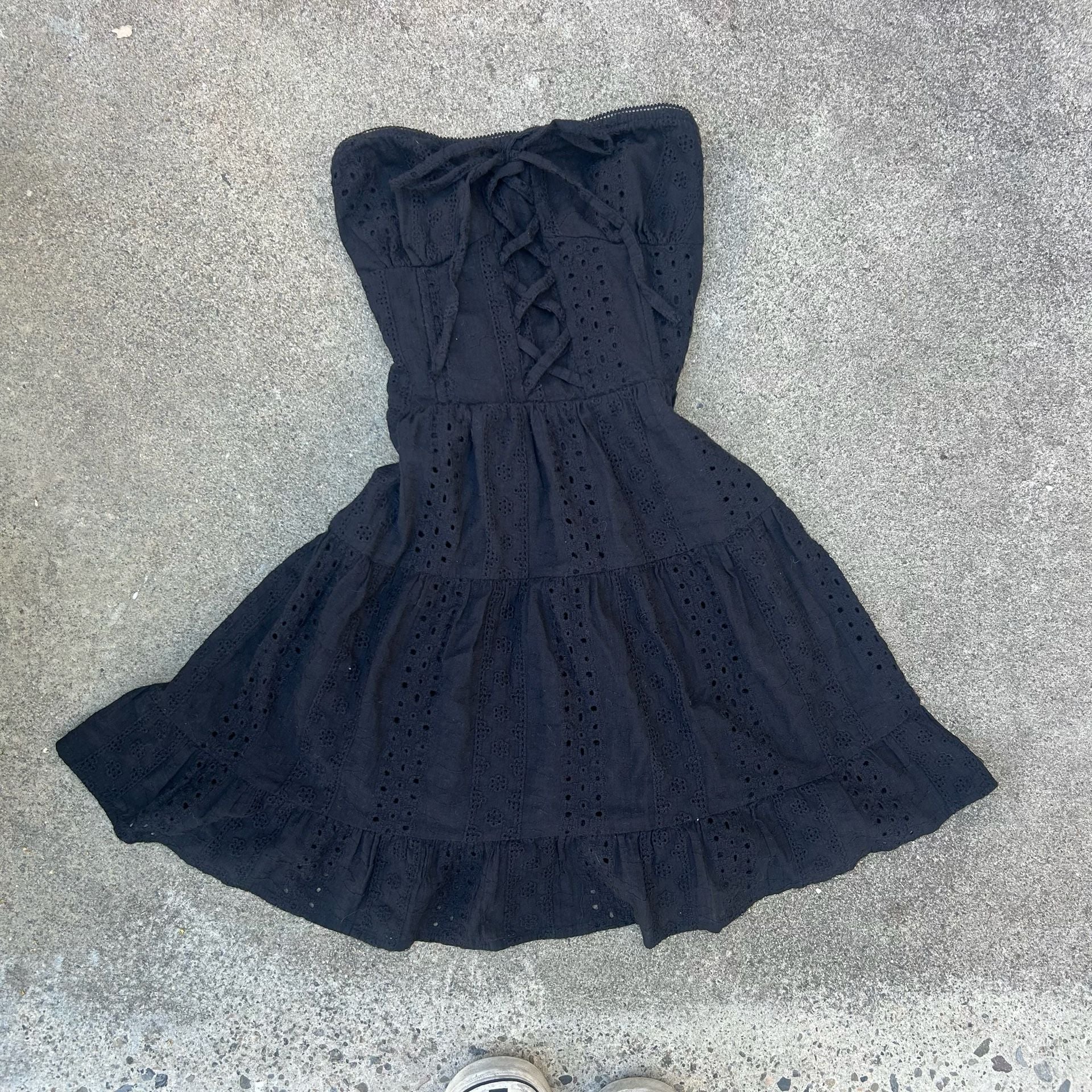 Edikted Strapless Embroidered Eyelet Cotton Minidress Liora Size XS 2