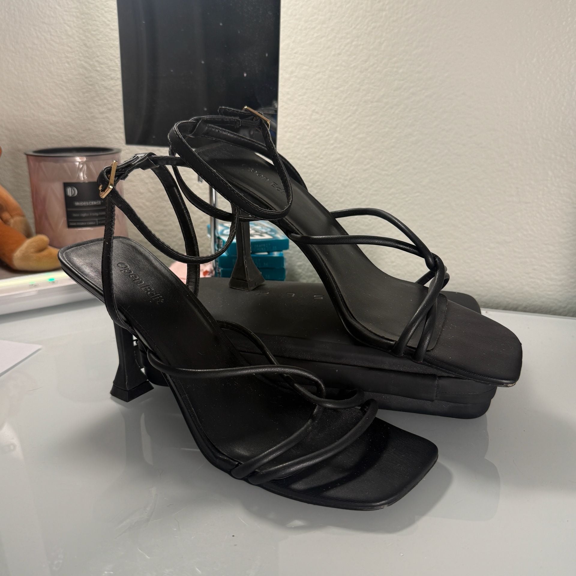 Open Edit Allira Strappy Sandal Size 8.5M Black Heels 2
