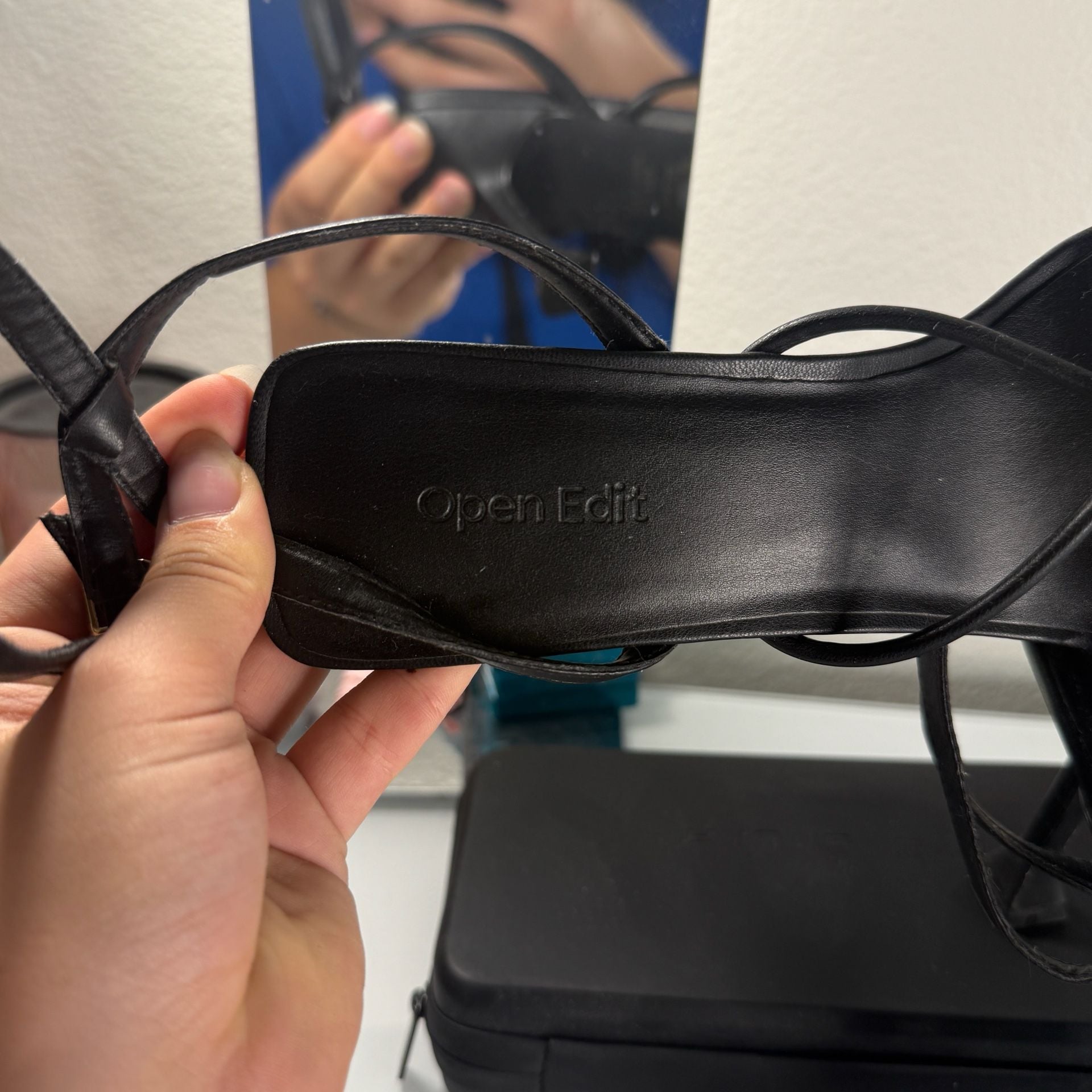 Open Edit Allira Strappy Sandal Size 8.5M Black Heels 5