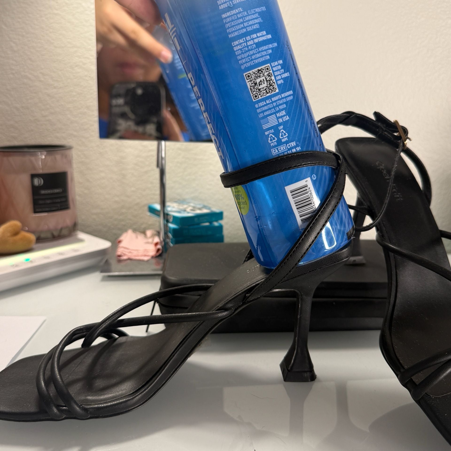 Open Edit Allira Strappy Sandal Size 8.5M Black Heels 7