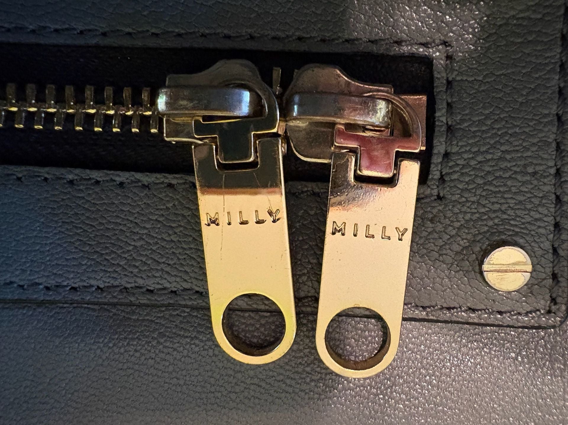 Flawed condition, Milly Grey Leather Backpack Purse w/ Gold Hardware 9