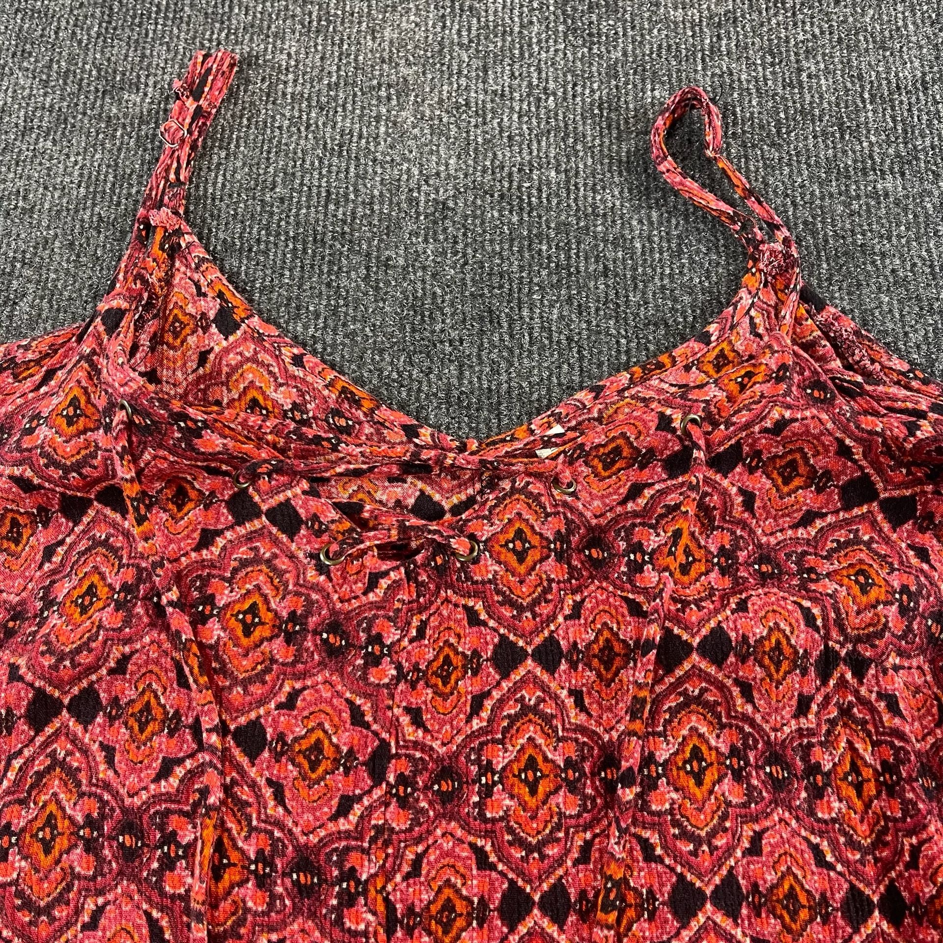 Xhilaration Boho Cold Shoulder Bell Sleeve Dress Red Orange 7