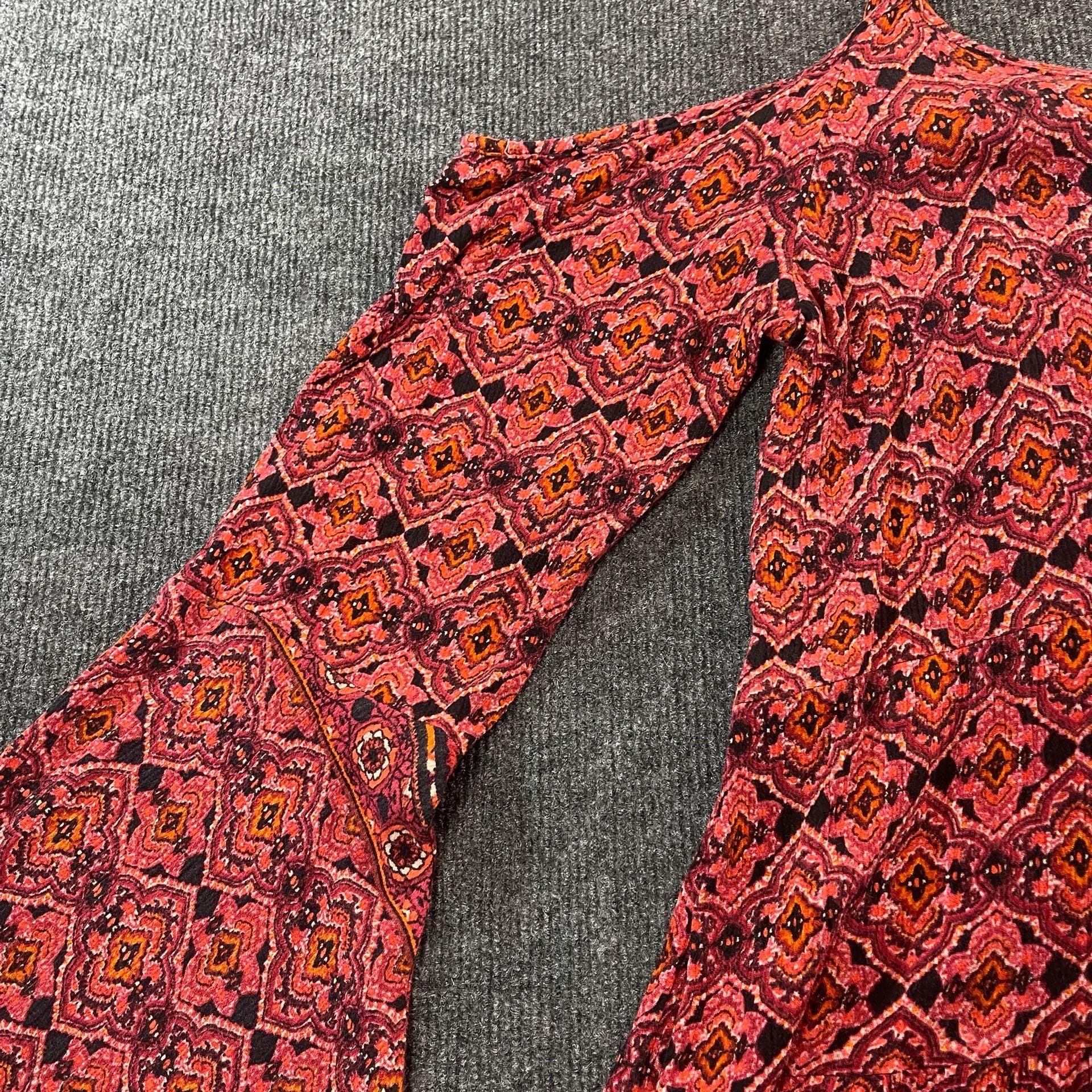 Xhilaration Boho Cold Shoulder Bell Sleeve Dress Red Orange 11