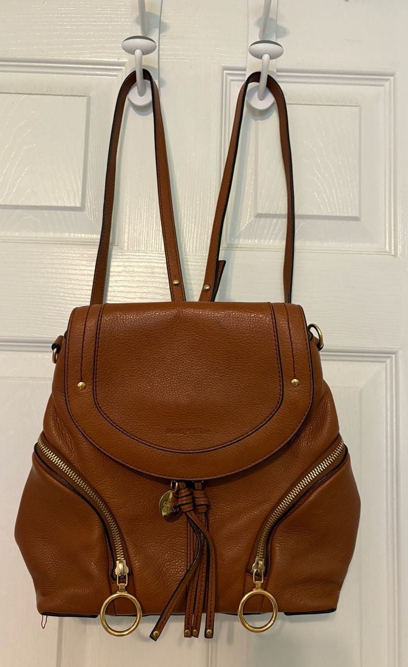 GUC See By Chloé Olga Backpack Caramel Brown Leather 2