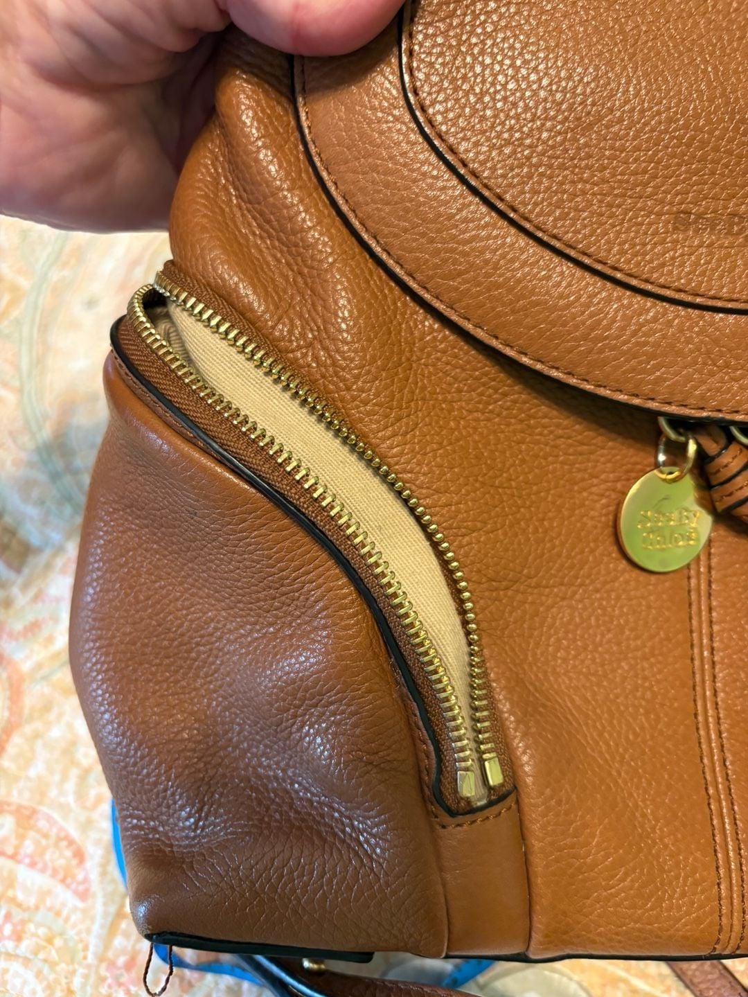 GUC See By Chloé Olga Backpack Caramel Brown Leather 5