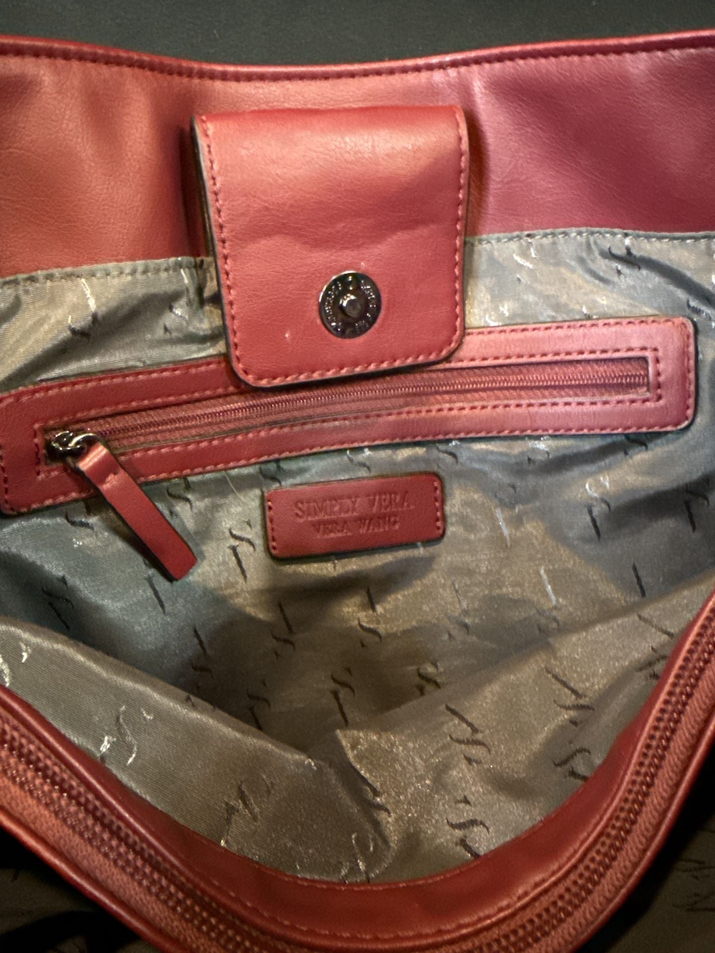 Simply Vera Vera Wang Burgundy Quilted Handbag Purse 3