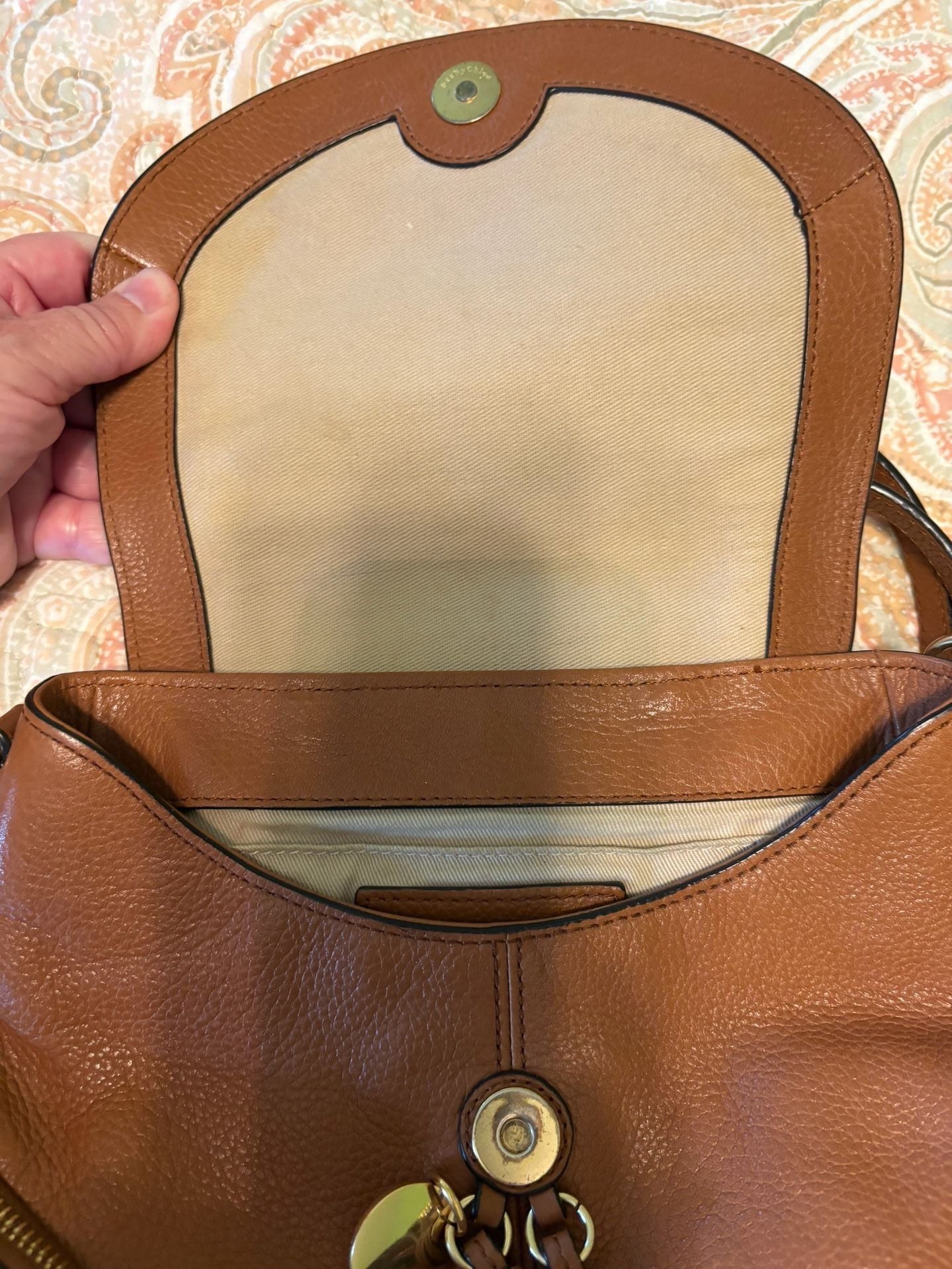 GUC See By Chloé Olga Backpack Caramel Brown Leather 10