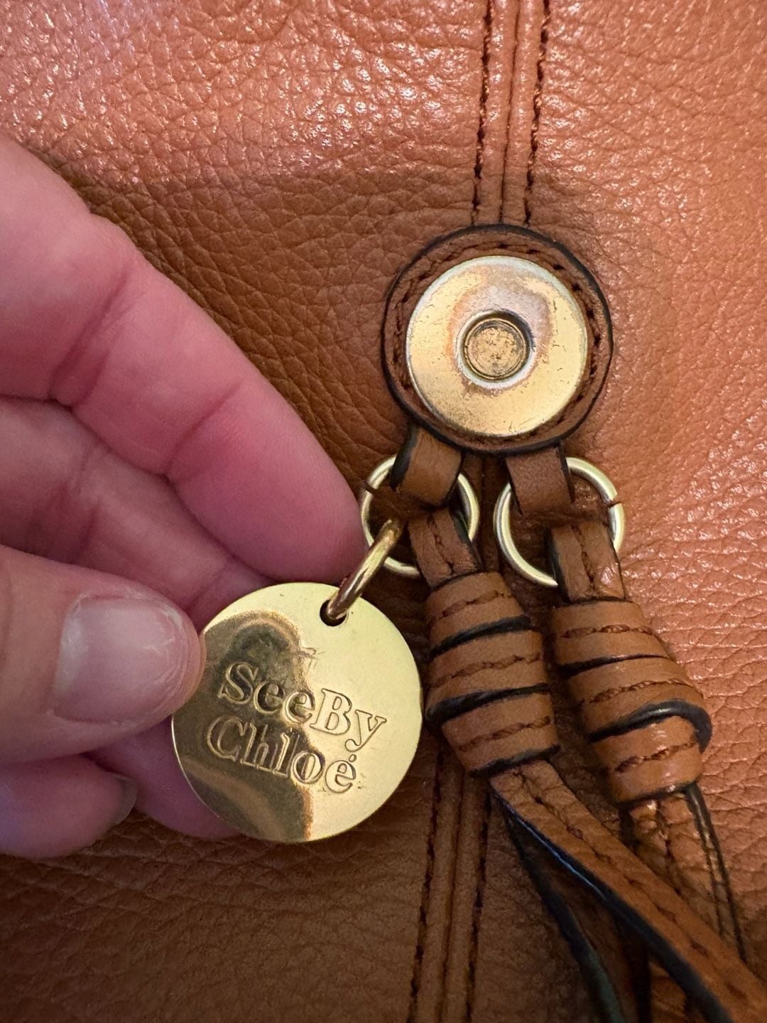 GUC See By Chloé Olga Backpack Caramel Brown Leather 13