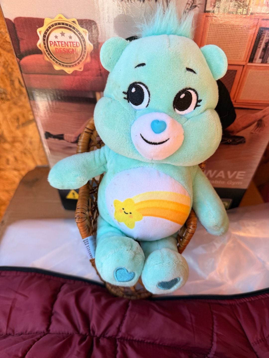 9" Care Bears Blue Wish Bear Stuffed Bean Shooting Star Plush 2021 2