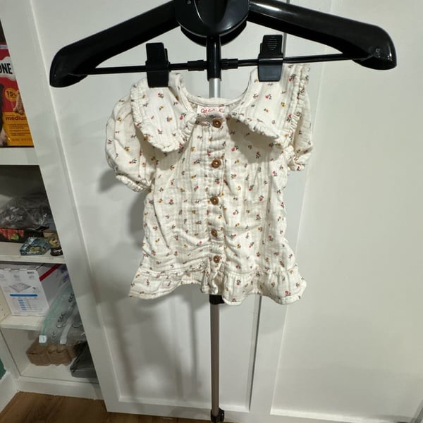 Cat & Jack Short Sleeve Peter Pan Collar Woven Peplum Top Size 5T
