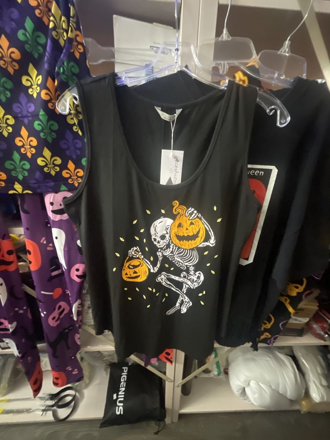 Aceshion Tank Top Size L Black Skeleton Pumpkin Halloween 2