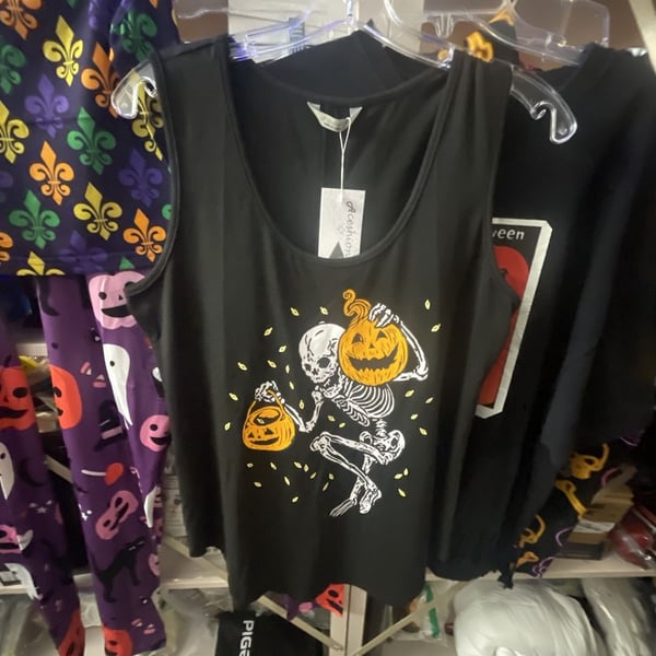 Aceshion Tank Top Size L Black Skeleton Pumpkin Halloween
