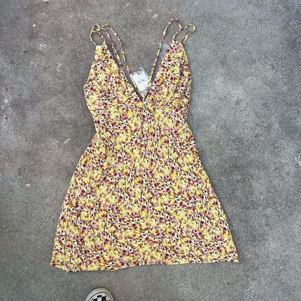 Free People Ethereal Slip Size S Citron Floral Mini Dress New