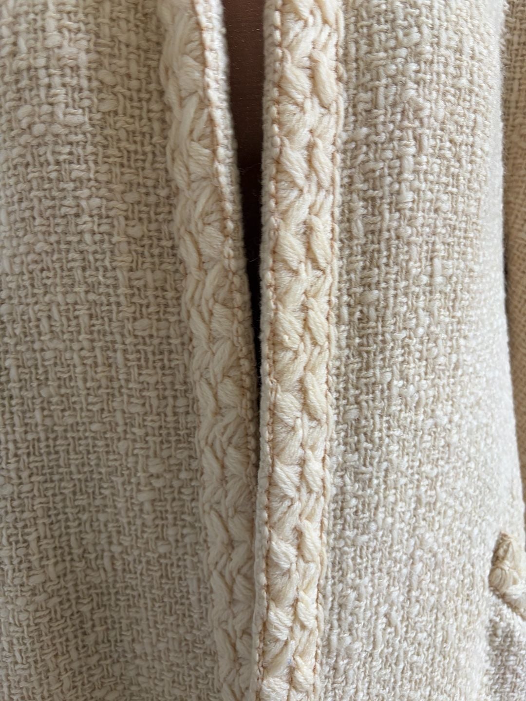 Vintage 1950s Cream Textured Wool Coat With Braided Trim 5