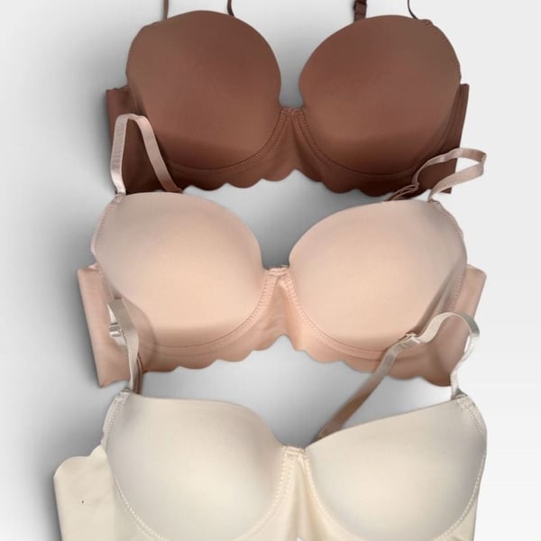 Felina Lingerie Bundle of Three Bras Size 36C Neutral Scalloped Edges