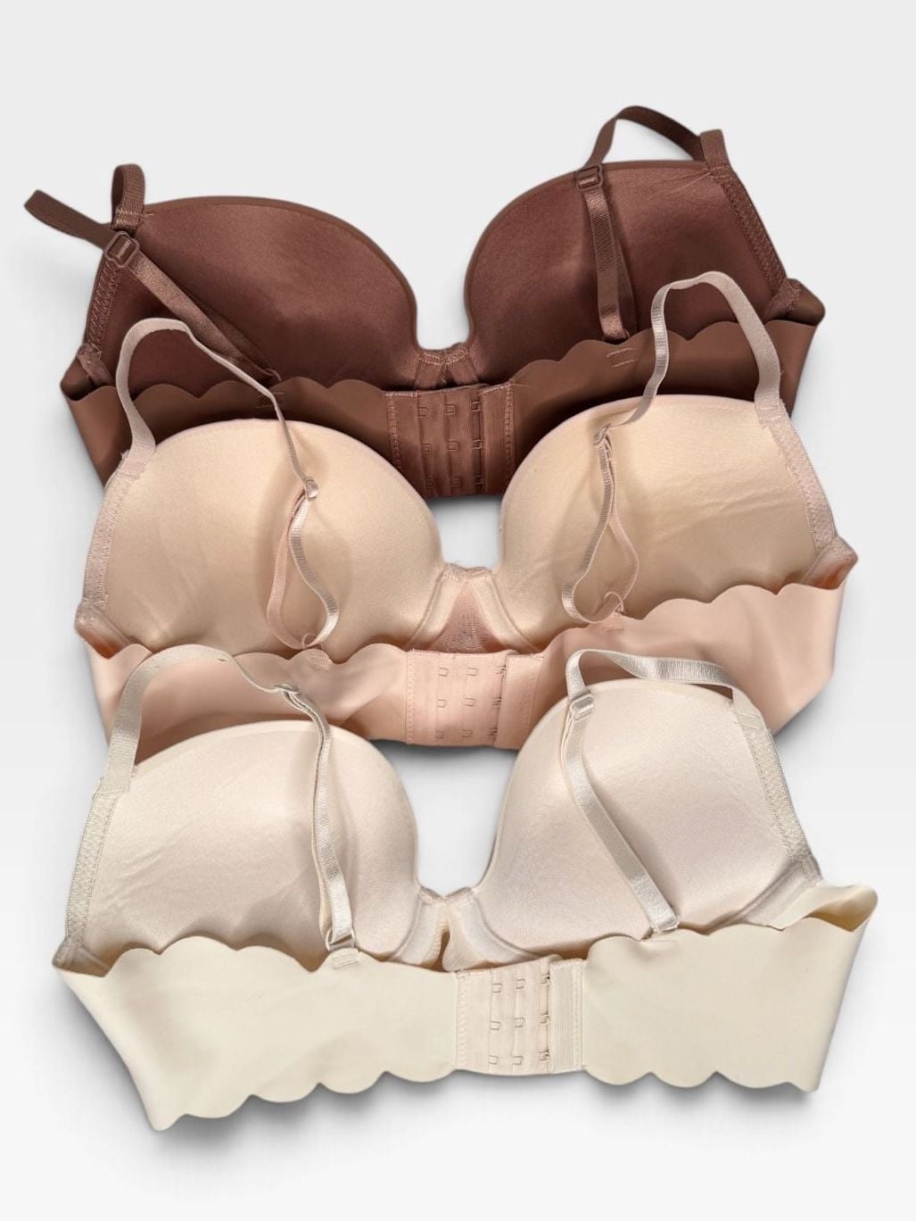 Felina Lingerie Bundle of Three Bras Size 36C Neutral Scalloped Edges 2