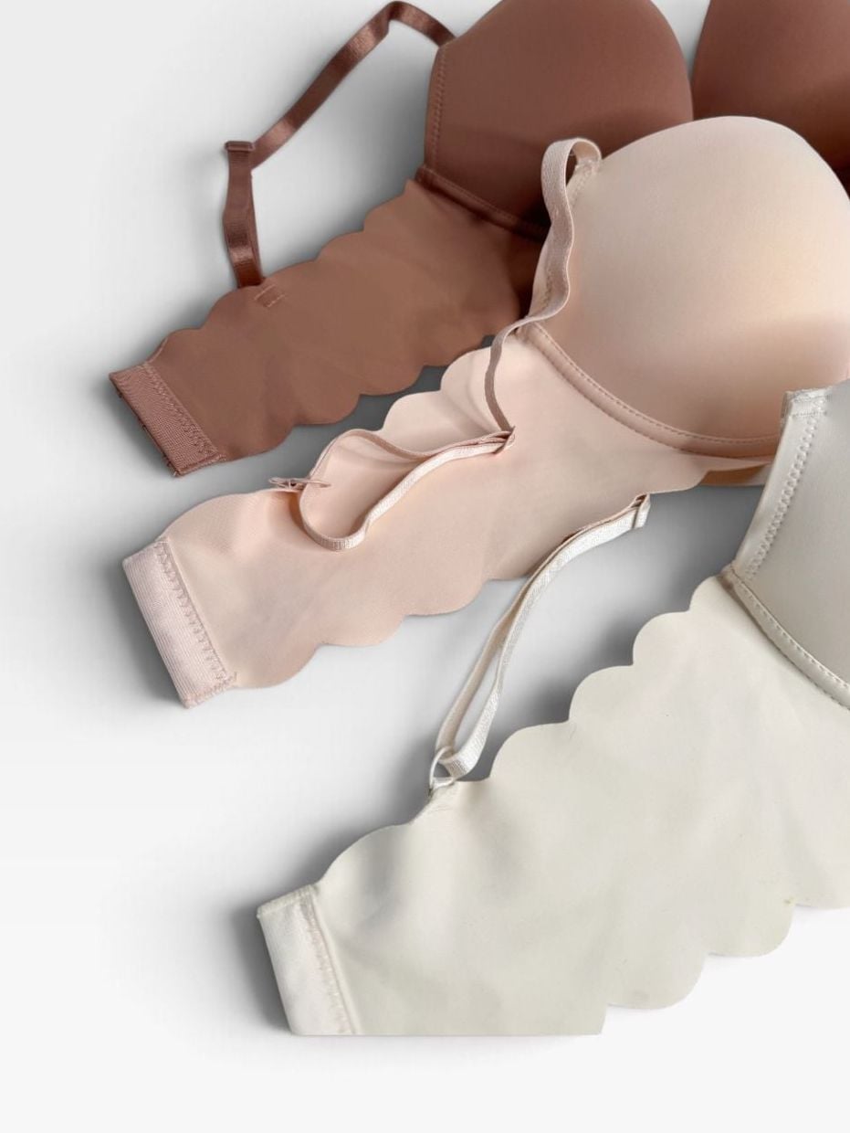 Felina Lingerie Bundle of Three Bras Size 36C Neutral Scalloped Edges 5