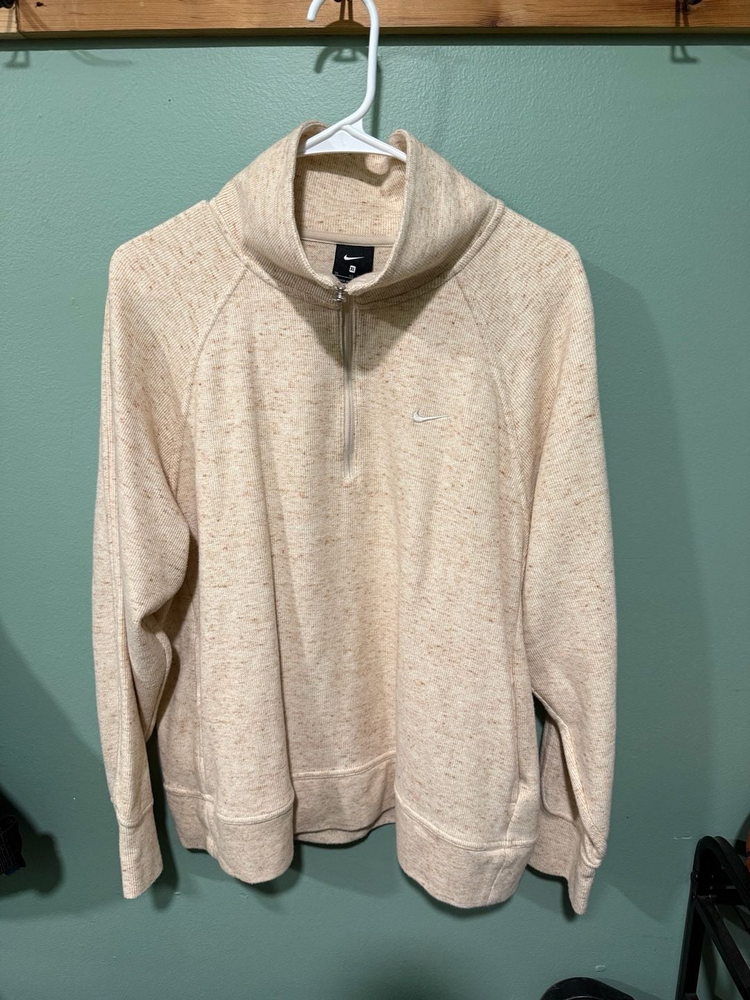 Nike 1/2-Zip Pullover Size XL Beige Marled Fleece Sweatshirt 2