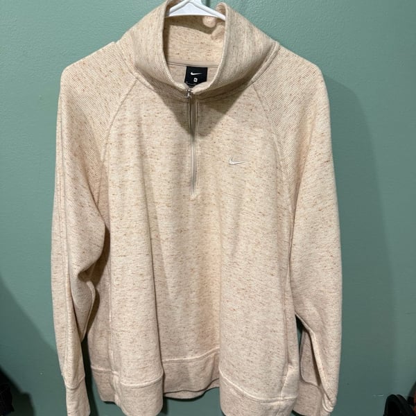 Nike 1/2-Zip Pullover Size XL Beige Marled Fleece Sweatshirt