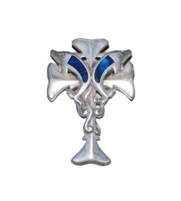 Vintage 925 Sterling Silver Mariner Dolphin Cross Pendant Art Nouveau 2