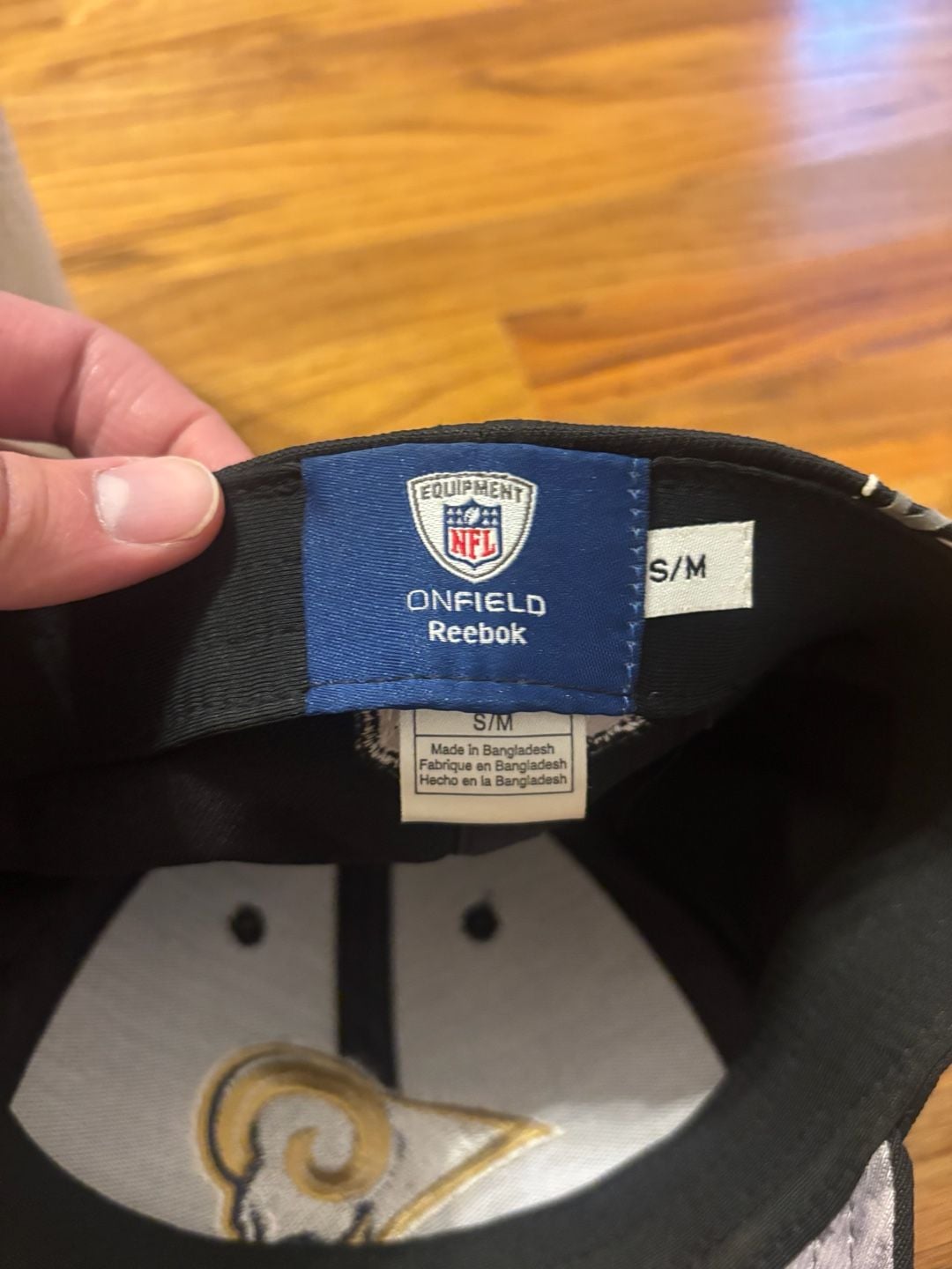 Reebok Los Angeles Rams Big Graphic Hat Size S/M Black NFL Fitted Cap 8