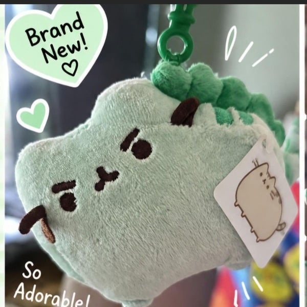 NEW Pusheen Pusheenosaurus Dinosaur Plush Backpack Clip Green