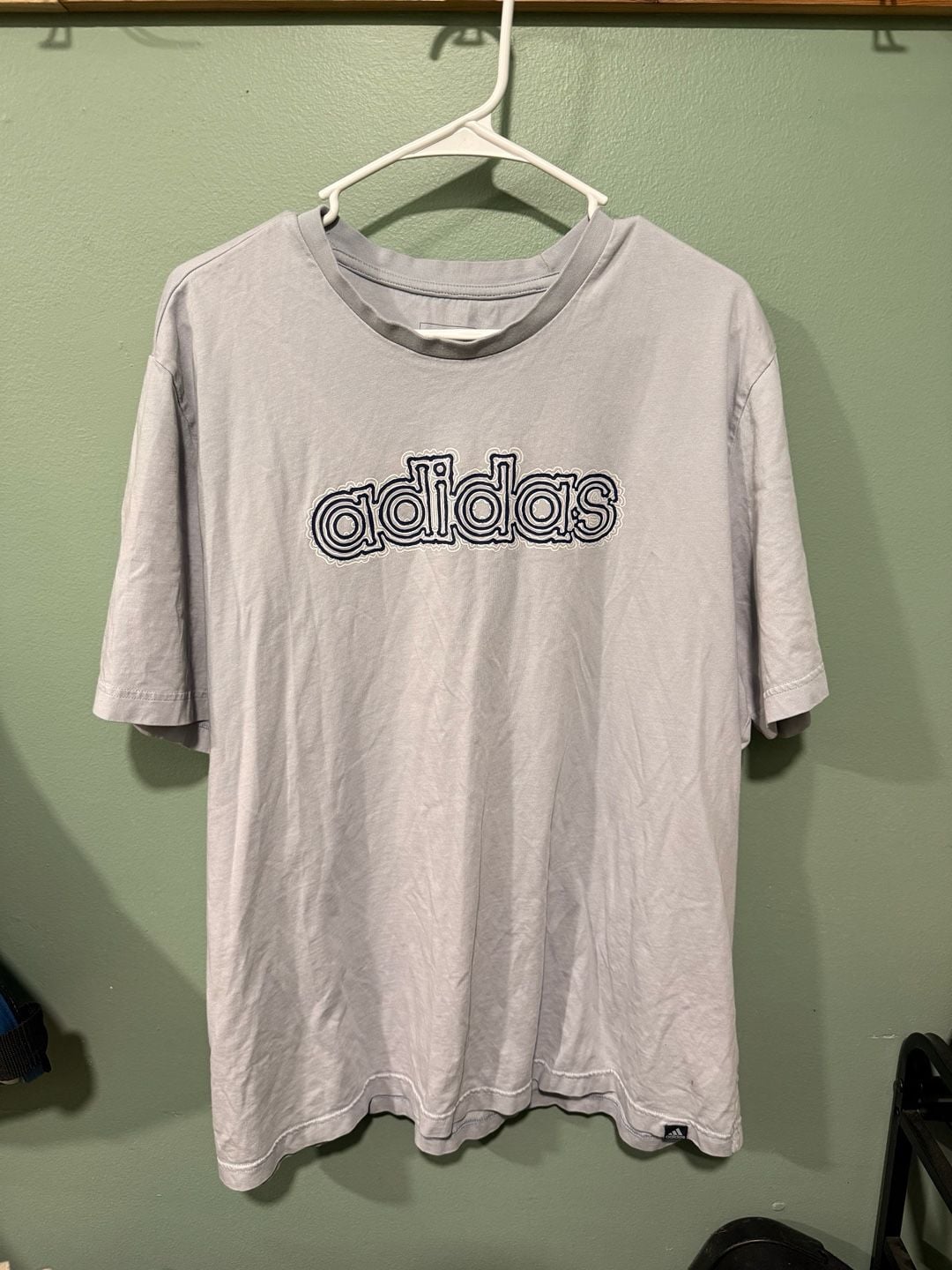 Adidas Graphic T-Shirt Size 2XL Light Blue Embroidered Logo Tee 2