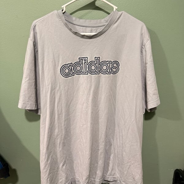 Adidas Graphic T-Shirt Size 2XL Light Blue Embroidered Logo Tee