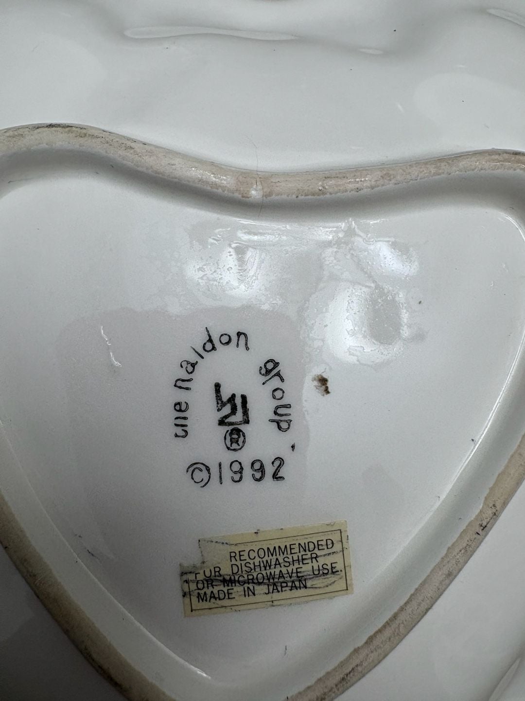 The Haldon Group Heart Plate 1992 Green White Ribbon Bow Ceramic Vintage 3