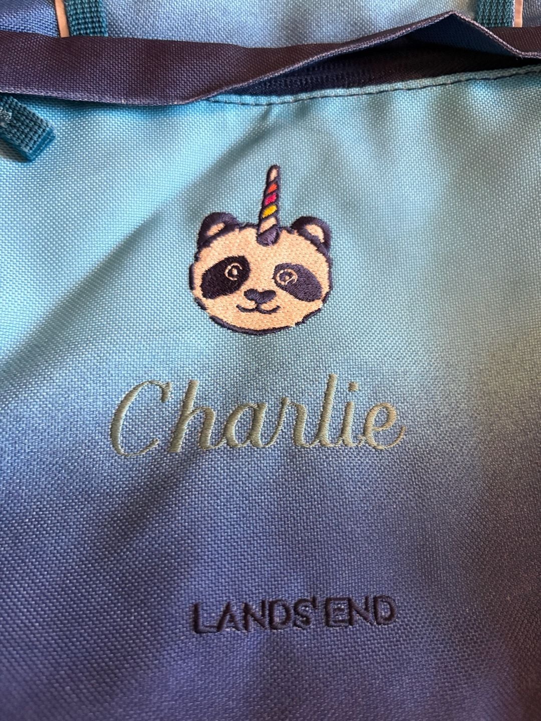 Lands' End Kids Backpack Panda Unicorn Blue Gradient 3