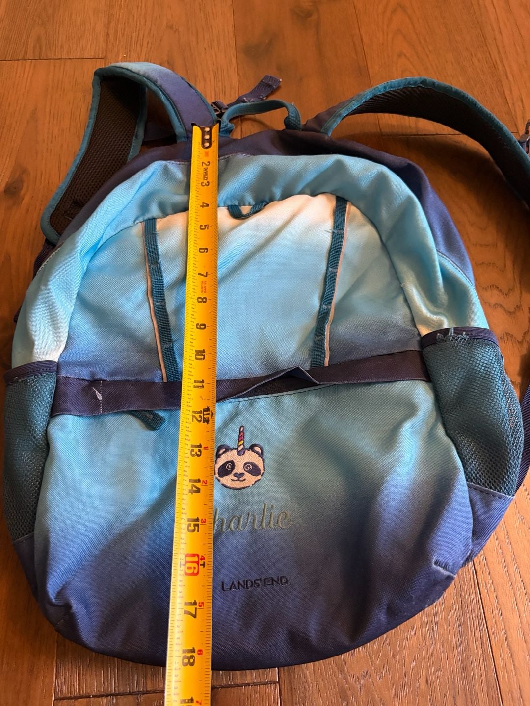Lands' End Kids Backpack Panda Unicorn Blue Gradient 4
