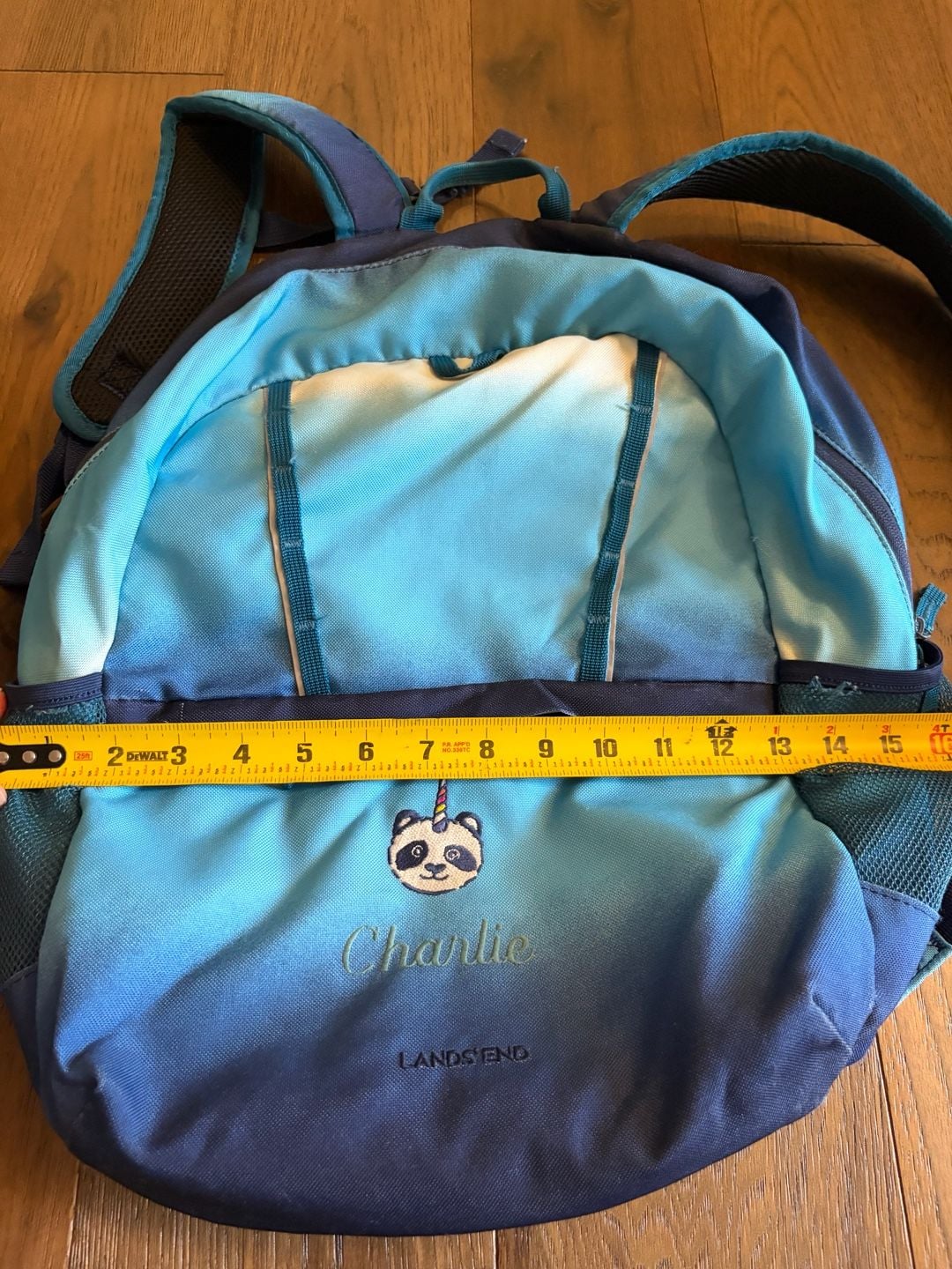 Lands' End Kids Backpack Panda Unicorn Blue Gradient 5