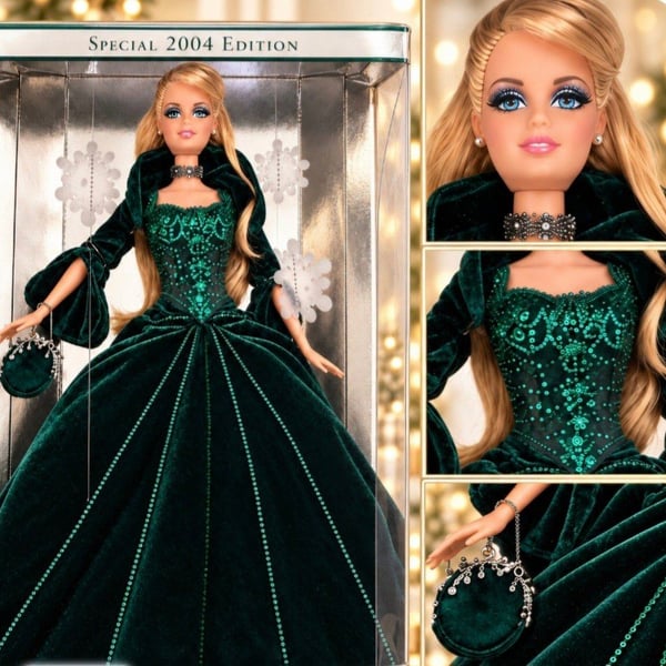 Mattel 2004 Holiday Barbie Special Edition Green Velvet Gown Doll