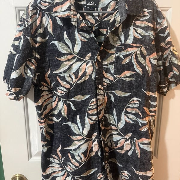 O'Neill Terrace Short Sleeve Shirt Size XL Black Floral