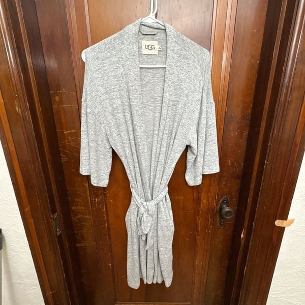 UGG Monrose Robe Size XS Grey Marled Knit Long Sleeve Belted