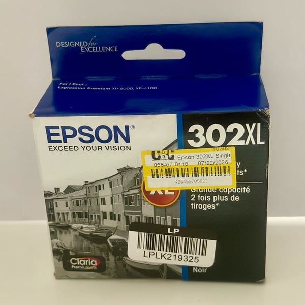 Epson 302XL High Capacity Black Ink Cartridge-EXP 04/2026