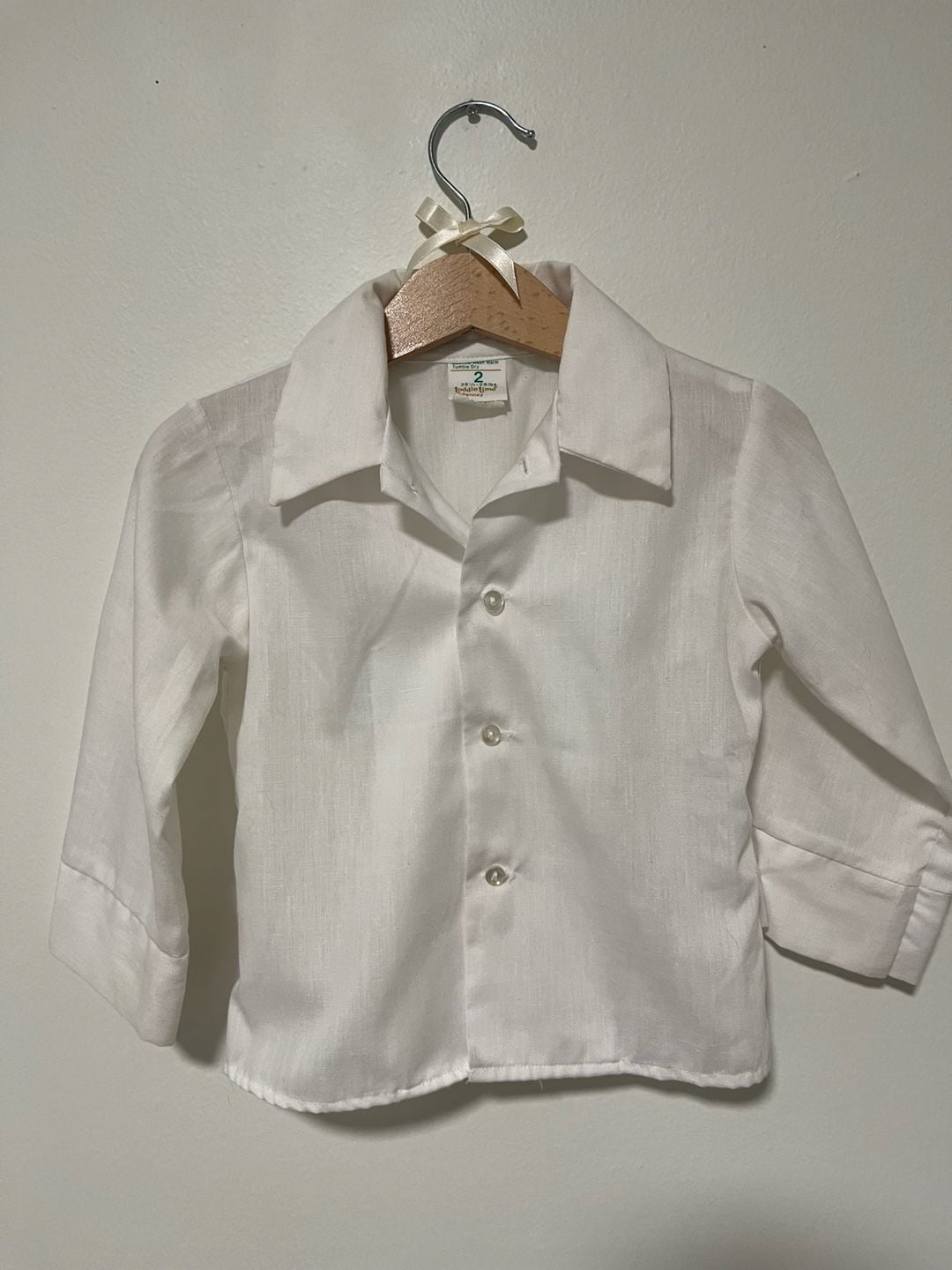 Toddle Time JCPenney Button-Down Shirt Size 2 White Long Sleeve Collared 2